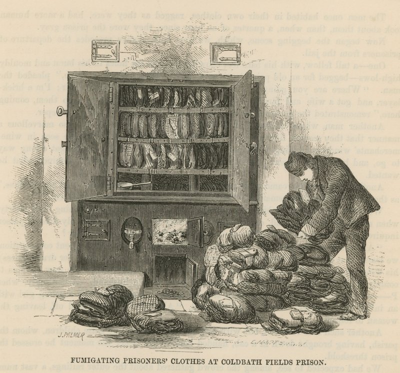 Desinficerende fangers tøj i Coldbath Fields Prison af English School