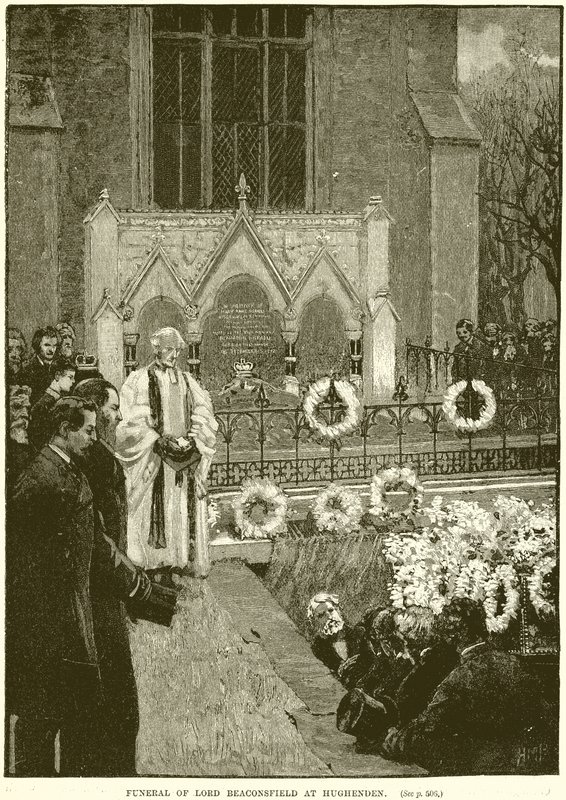 Lord Beaconsfields begravelse i Hughenden af English School