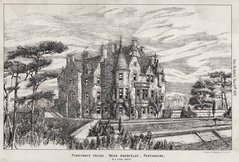 Fyndynate House, nær Aberfeldy, Perthshire (gravering) af English School