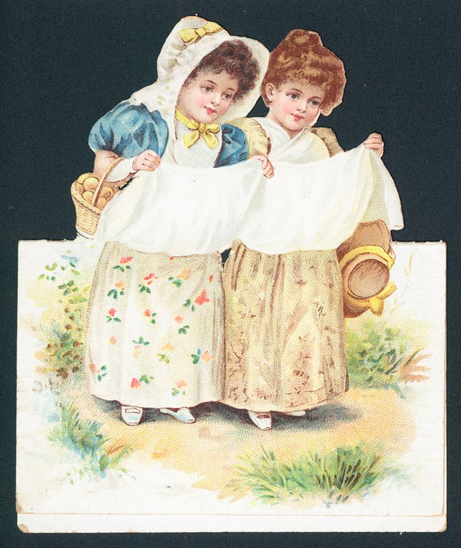 Piger samler æg, julekort af English School