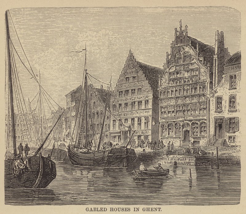 Gavlhuse i Gent (gravering) af English School