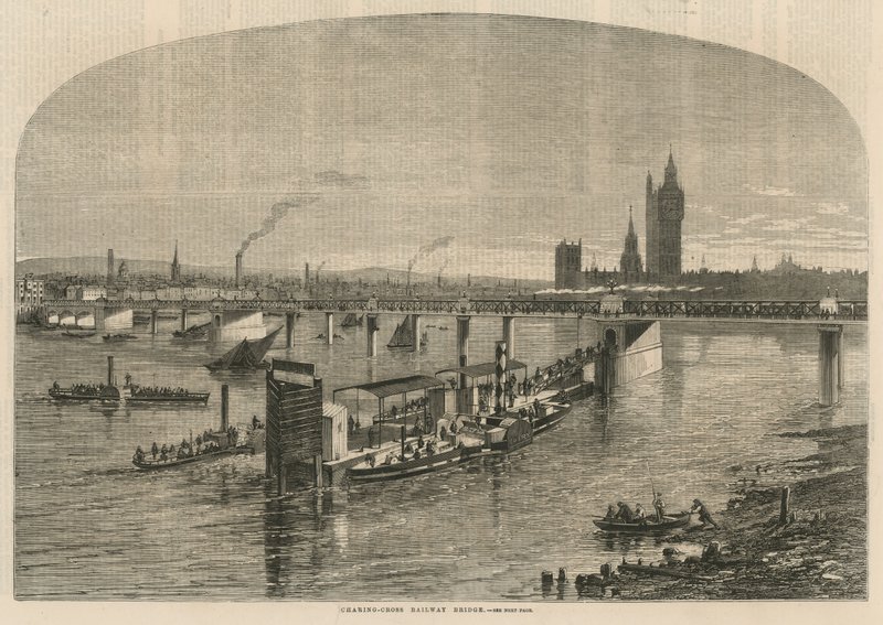 Generel udsigt over Charing Cross Railway Bridge af English School
