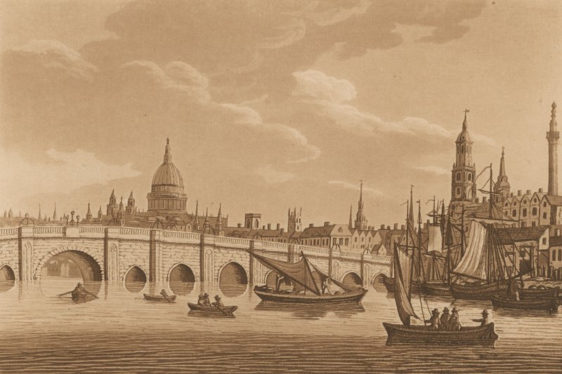 Generel udsigt over London Bridge af English School