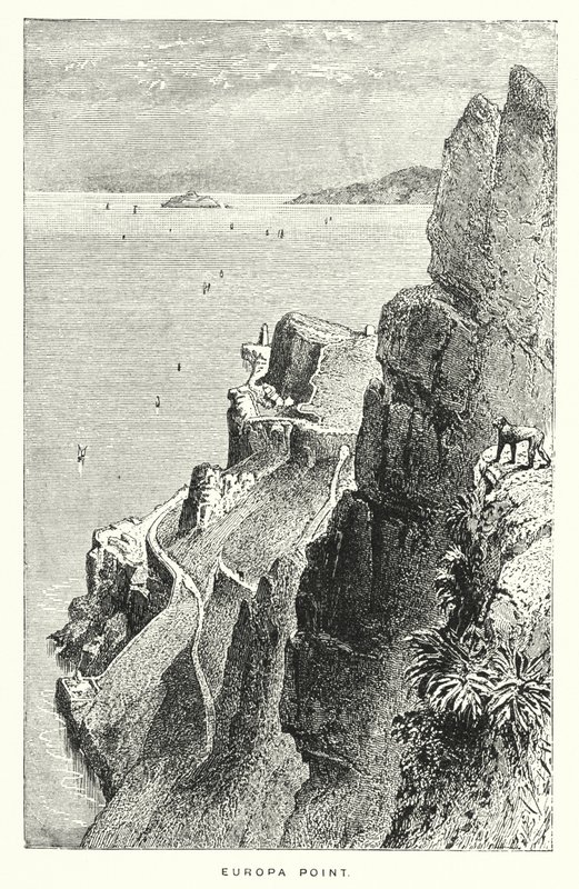 Gibraltar: Europa Point (gravering) af English School