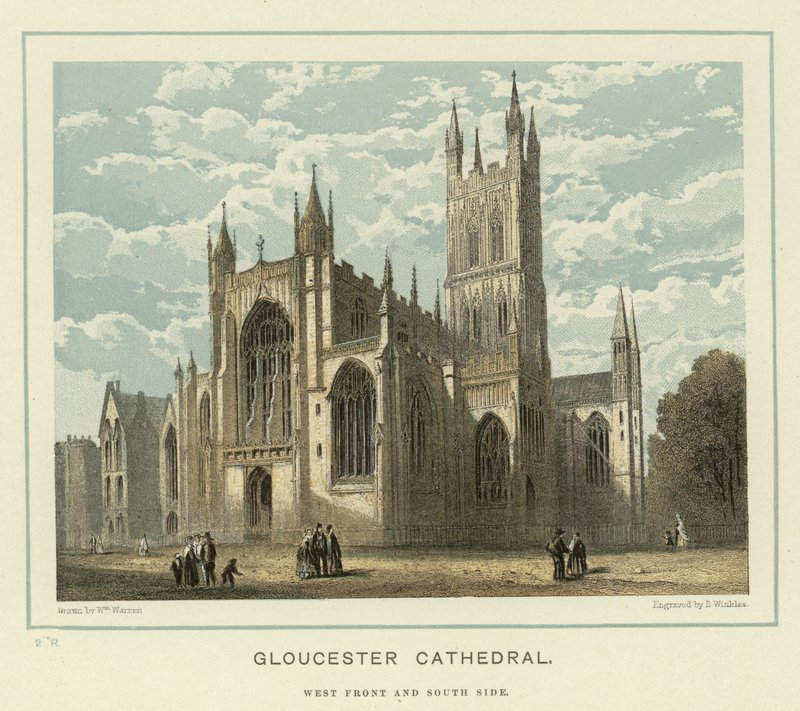 Gloucester Cathedral, vestfront og sydside af English School