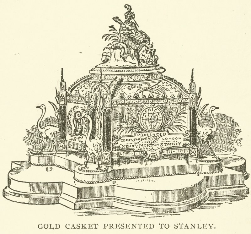 Guldkiste præsenteret for Stanley (gravering) af English School