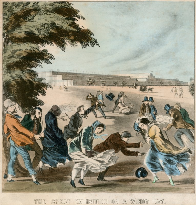 Stor udstilling på en blæsende dag, 1851 af English School