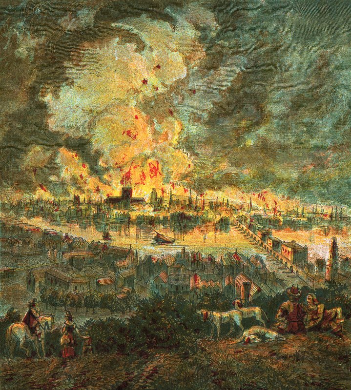 Great Fire of London (1666) af English School