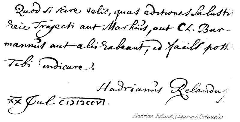 Hadrian Reland, (lært orientaliso) af English School