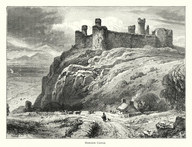 Harlech Castle (gravering) af English School