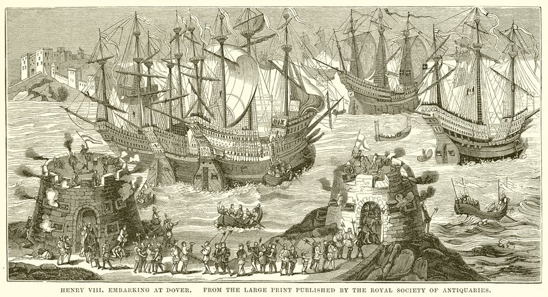 Henry VIII går om bord i Dover af English School