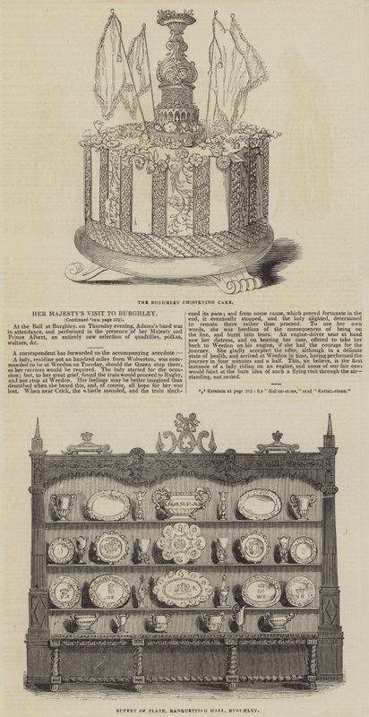 Hendes Majestæts besøg i Burghley (gravering) af English School