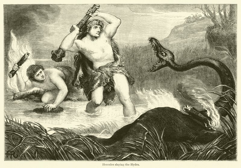Hercules dræber Hydraen (gravering) af English School