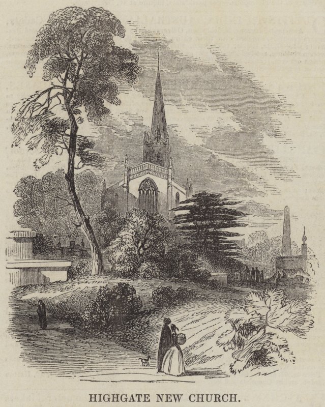 Highgate New Church (gravering) af English School