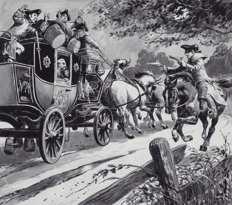 Highwayman (gouache på papir) af English School