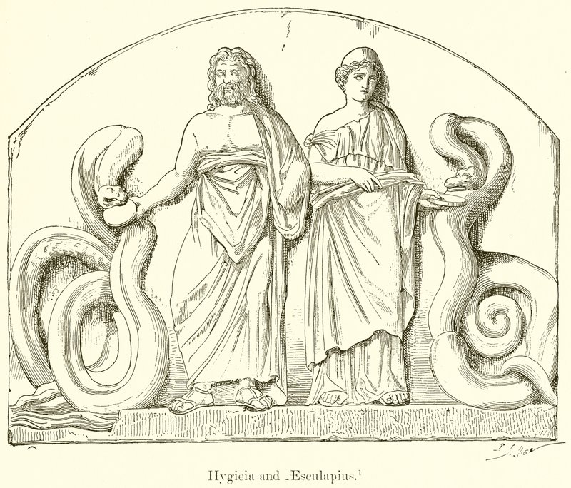 Hygieia og Aesculapius af English School
