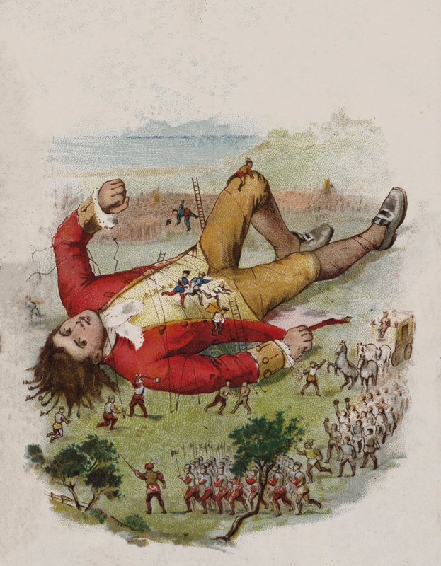Illustration til Gullivers rejser (farve litho) af English School