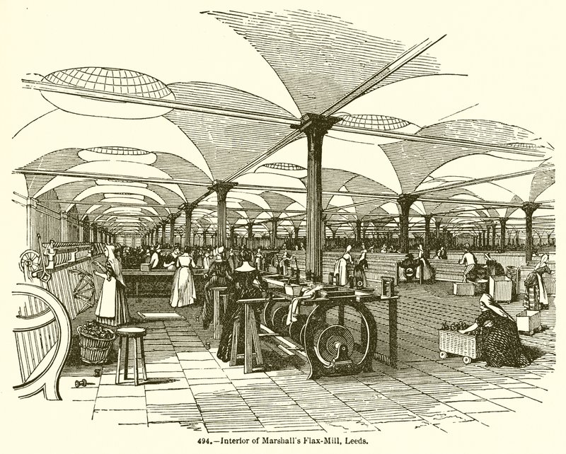 Interiør af Marshalls Flax-Mill, Leeds af English School