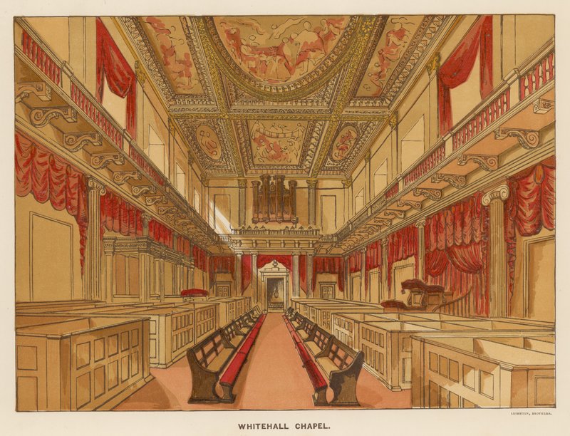 Interiør af Whitehall Chapel af English School
