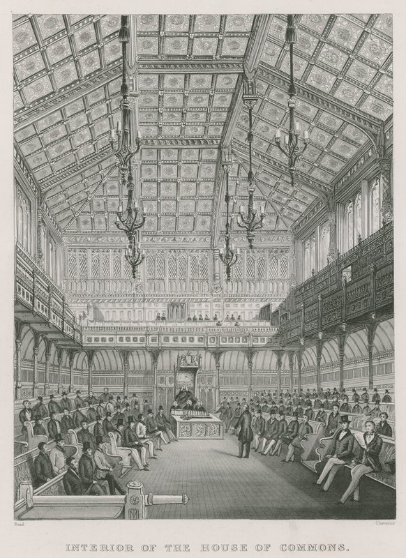 Interiør af Underhuset af English School