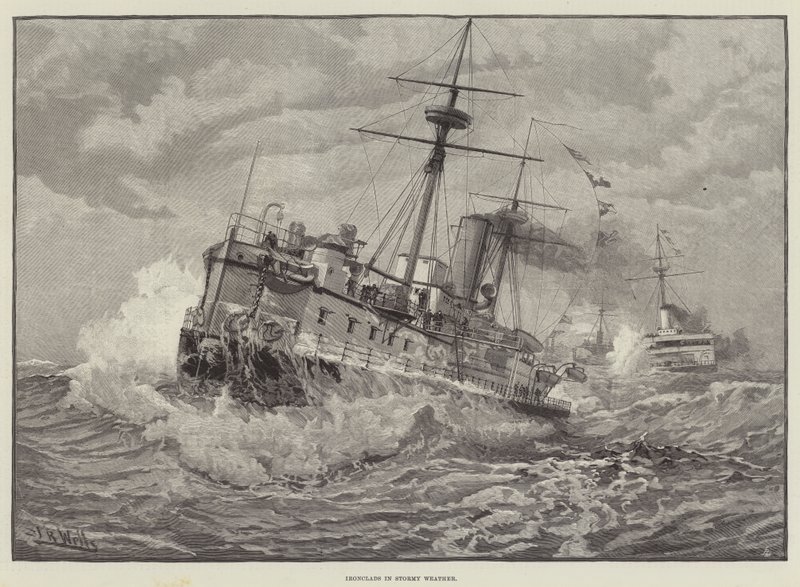 Ironclads i stormfuldt vejr (gravering) af English School