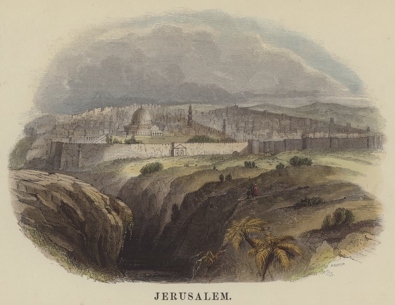 Jerusalem (farvet gravering) af English School