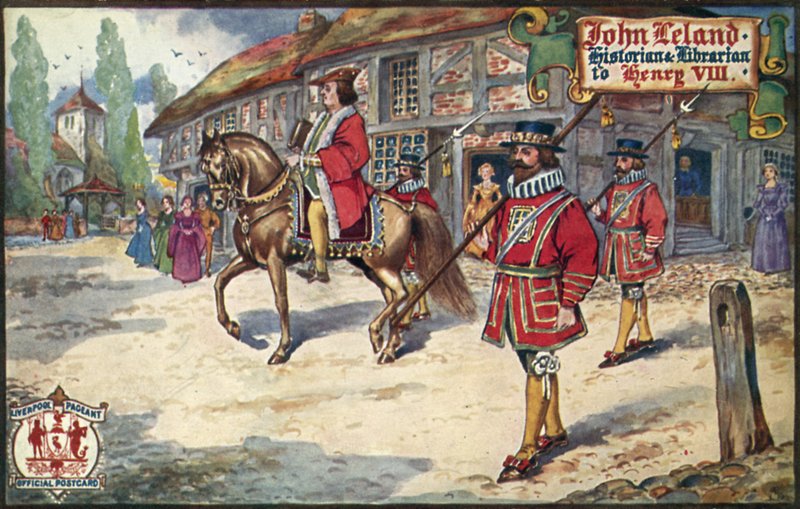 John Leland (farve litho) af English School