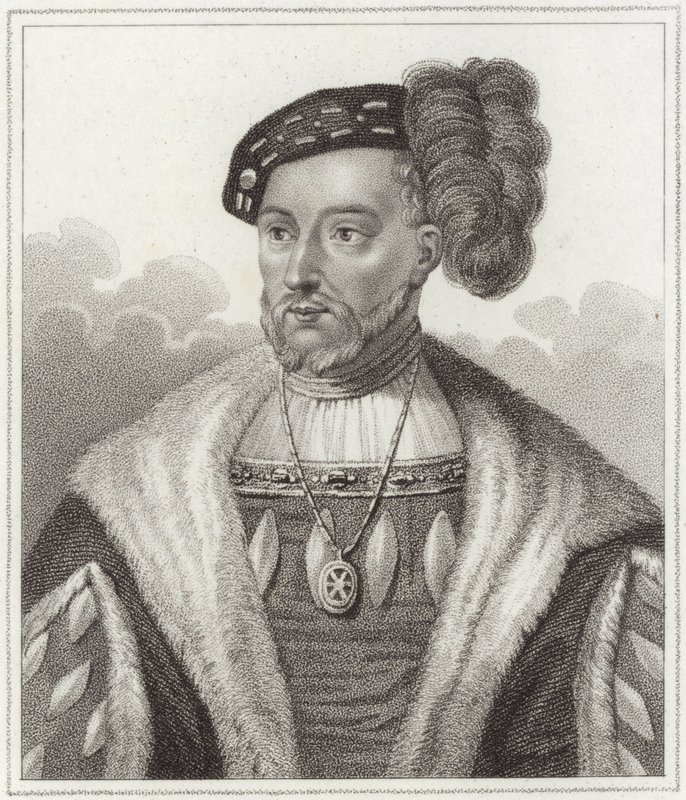 King James V (stipple gravering) af English School