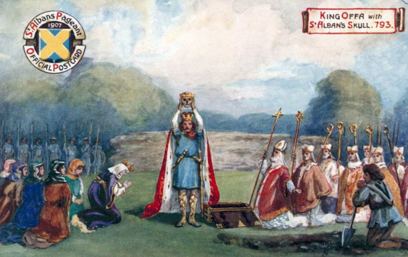Kong Offa med St Albans kranium, 793 af English School