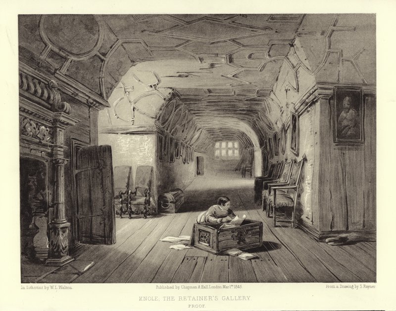 Knole, The Retainers Gallery (lithotint) af English School