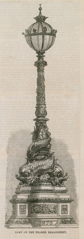 Lampe på Themsen Embankment, London af English School