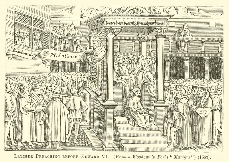 Latimer Preaching before Edward VI  af English School