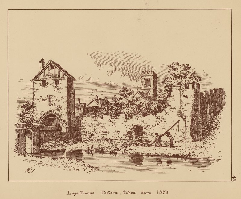 Layerthorpe Postern, taget ned 1829 (litho) af English School