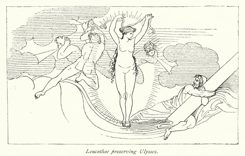 Leucothoe-bevarende Ulysses (litho) af English School