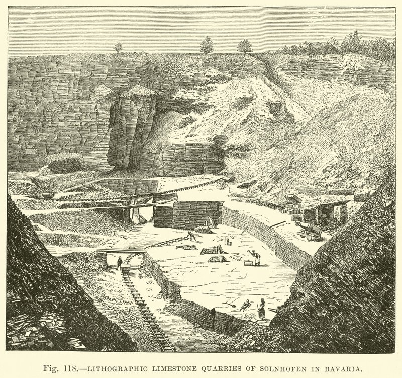 Lithographic limestone quarries of Solnhofen in Bavaria  af English School