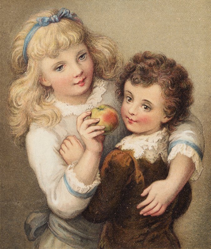 Lucys æble (farvelitografi) af English School