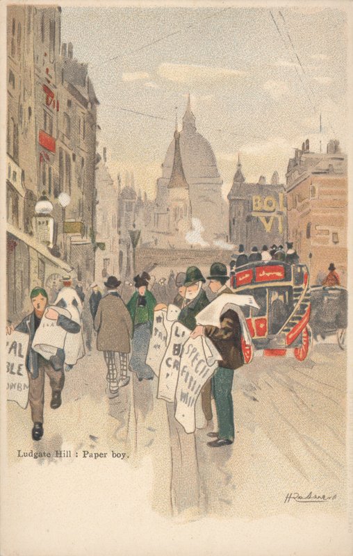 Ludgate Hill, London, papirdreng af English School