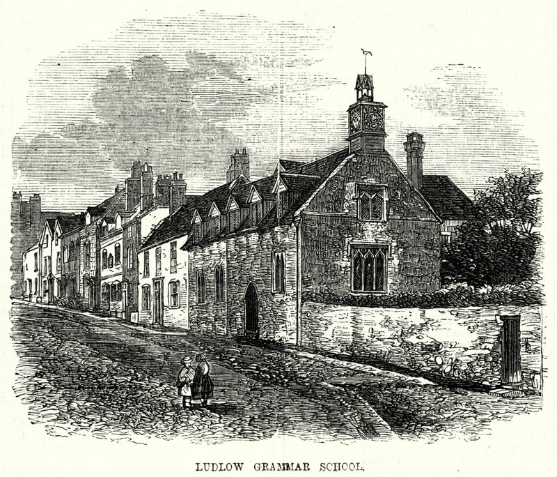 Ludlow Grammar School (gravering) af English School