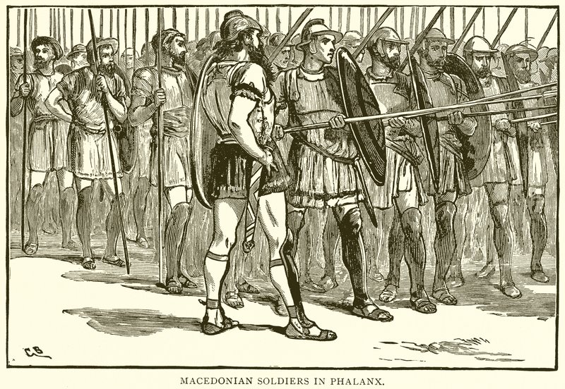 Makedonske soldater i Phalanx af English School
