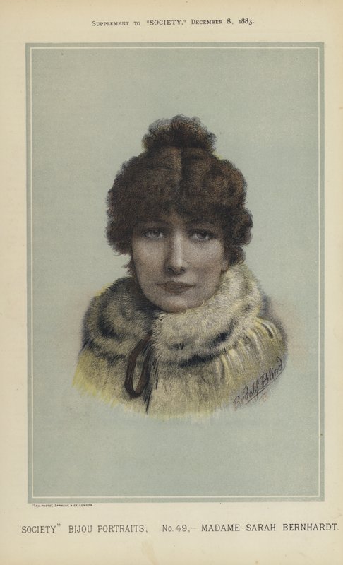 Madame Sarah Bernhardt (farve litho) af English School