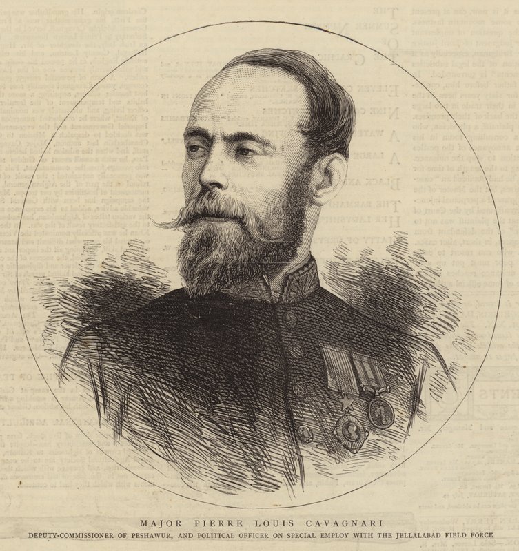 Major Pierre Louis Cavagnari (gravering) af English School