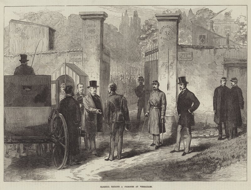 Marshal Bazaine en fange i Versailles (gravering) af English School