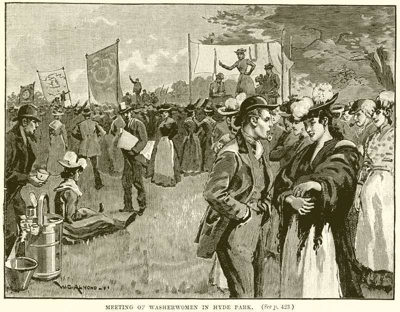 Møde for vaskekoner i Hyde Park af English School