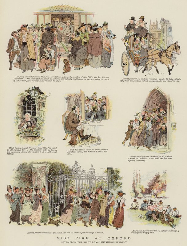 Miss Pike at Oxford (farve litho) af English School