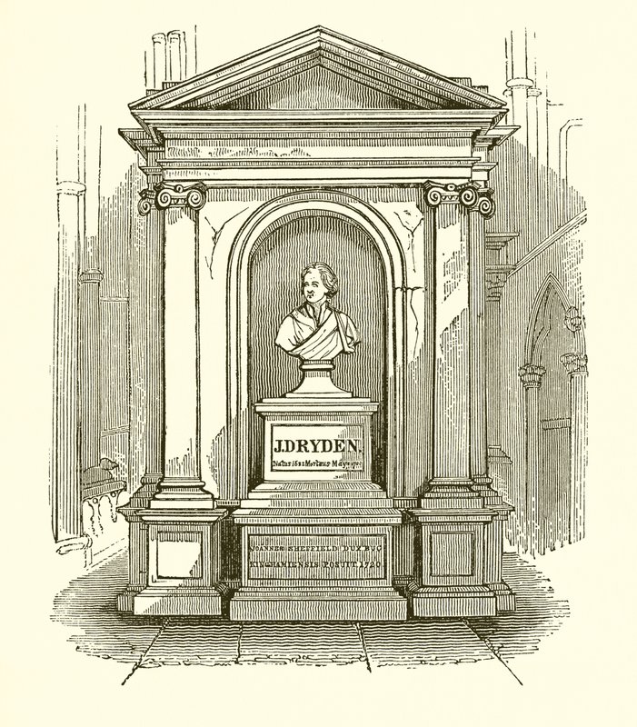 Monument of Dryden i Westminster Abbey af English School