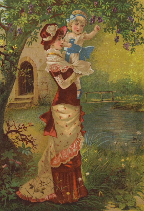 Mors elskede (chromolitho) af English School