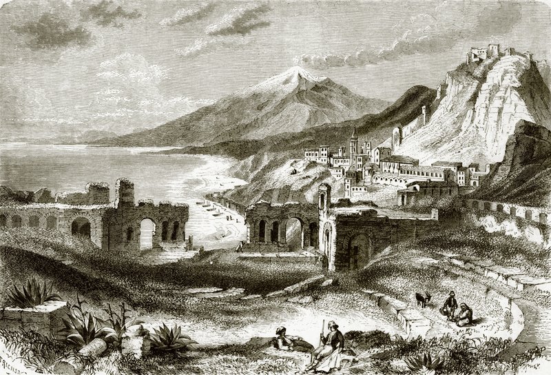 Etna (set fra Taurominium), på Sicilien af English School
