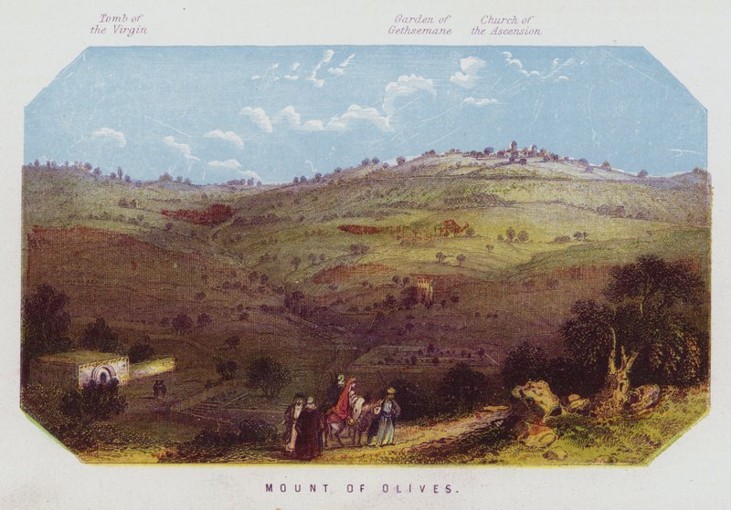 Olivenbjerget (farve litho) af English School