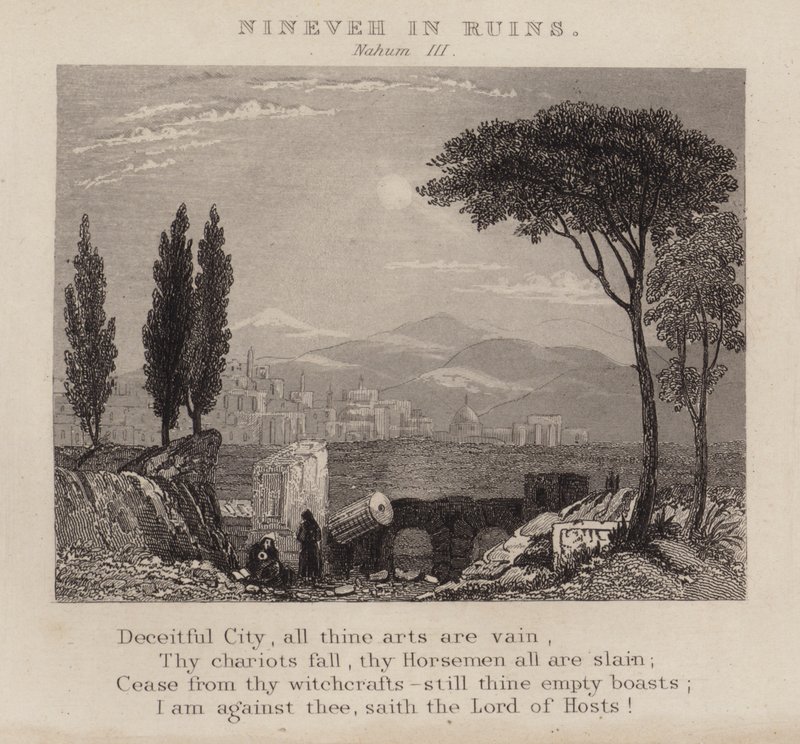 Nineve i ruiner, Nahum III (gravering) af English School