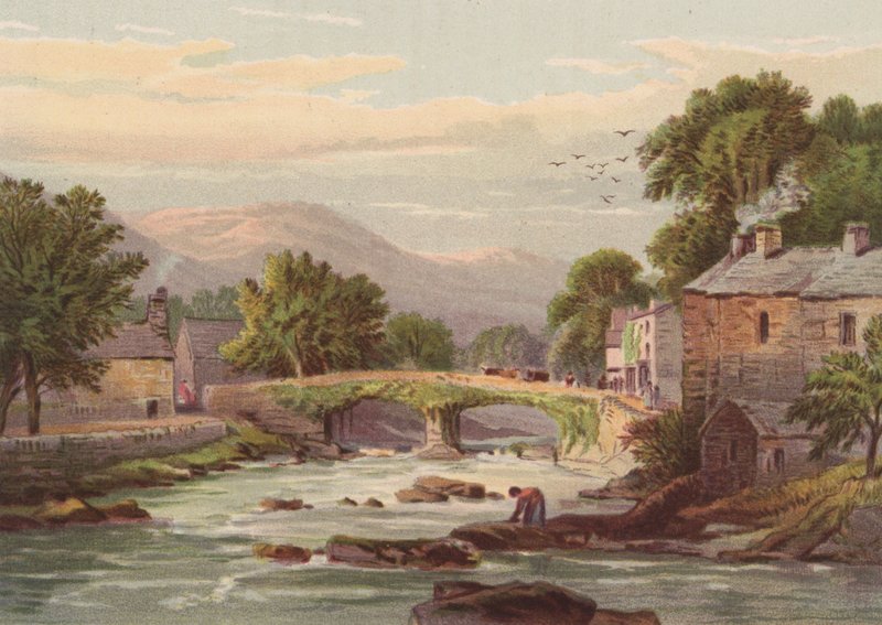 Nord for Wales, Beddgelert (farve litho) af English School